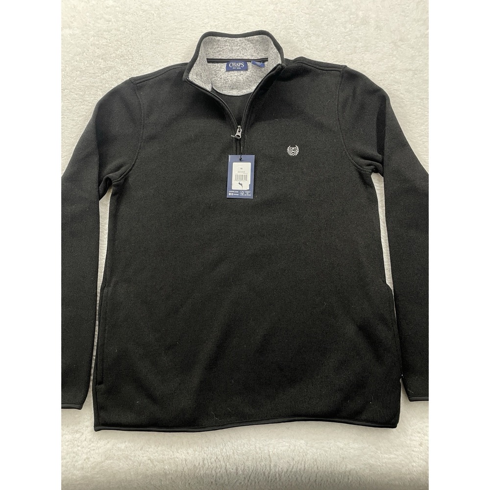 Chaps Men's & Big Men's Quarter Zip Mock Neck Sweater Fleece Medium NEW‎